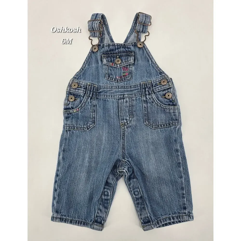Vintage y2k  Fairycore OshKosh B’gosh Baby Overalls‎ Butterfly Embroidery – 6M